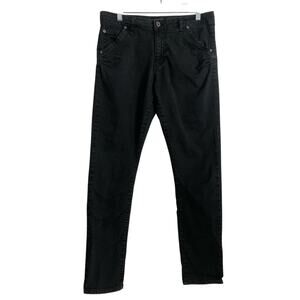 Please Made in Italy Black Denim Straight Leg Mid Rise Jeans